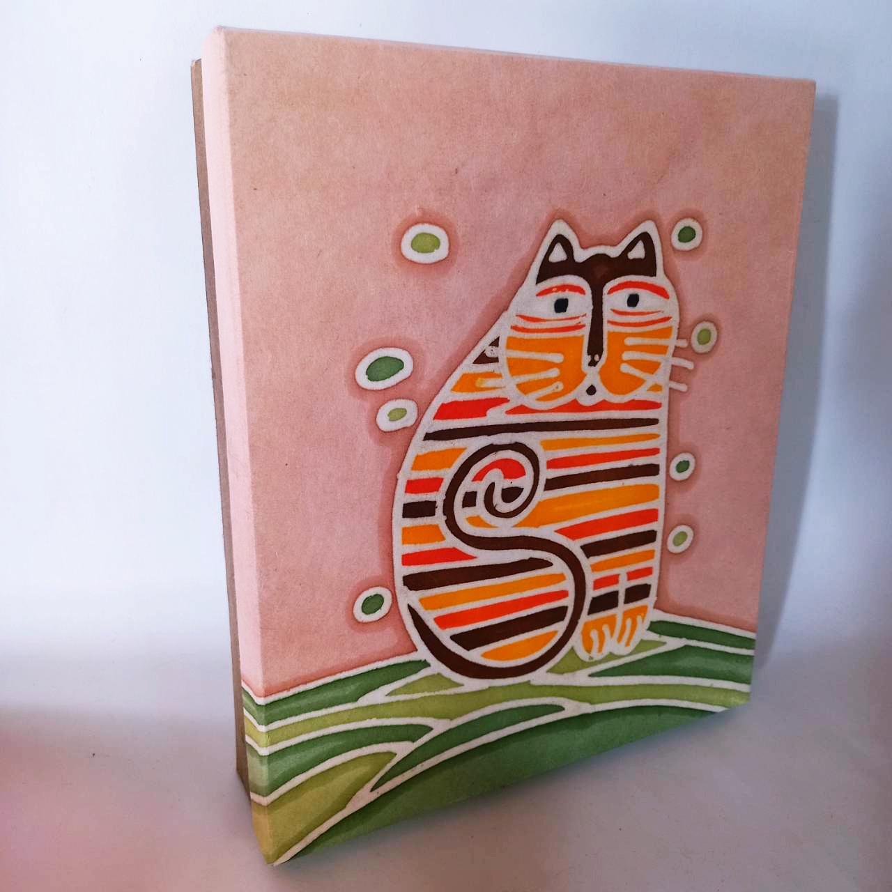 Mulberry paper box batik hand paint กล่องกระดาษสาเขียนเทียนลายแมว