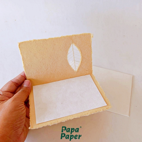 Cards 15x10cm with envelop, Sand color การ์ดกระดาษสา