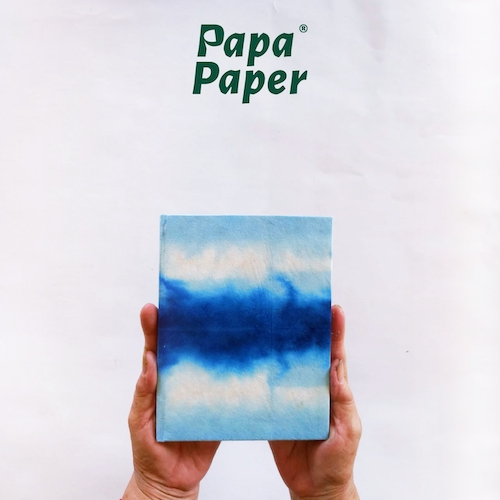 สมุดกระดาษสามัดย้อมคราม Indigo blue tie dyed notebook, A5 size 15 × 21 cm